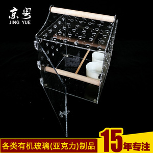 Cage à oiseaux en acrylique transparent de conception moderne écologique personnalisée en usine perchoirs en bois transparents élégants présentoirs en échelle - Product Image 3