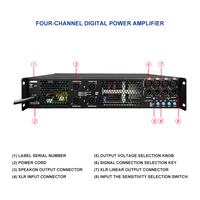 IPALADE HF413 Amplificateur de puissance 4 canaux passif 20K à boîtier métallique, son surround professionnel haute fidélité, faible bruit, 2600W, garantie 3 ans