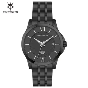 TIME TOKEN Casual 316 in acciaio inossidabile da uomo orologi al quarzo nero Exactime Luxury Japan Movt orologi da polso