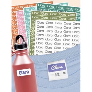 Étiquettes nominatives universelles personnalisées pour enfants et adultes, autocollants blancs et étanches pour l'école, vêtements de garderie - Product Image 1