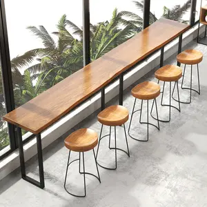 YOUTAI Solid Wood Leisure Iron Bar Height Table Coffee Bar Table High Table And Bar Stools
