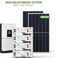 Système de stockage solaire hybride complet Deye 8KW, kit complet avec batterie LiFePO4 empilable Deye 5.12kWh et panneaux solaires monocristallins Greensun