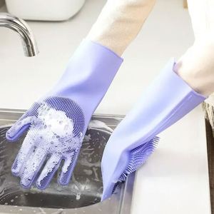 Commercial Summer/Spring Kitchen Cleaning Scrubber Gloves Supermarkets' Pet Bath Brush Dogs Cats Dishwashing <b>Silicone</b> Gloves - Product Image 5