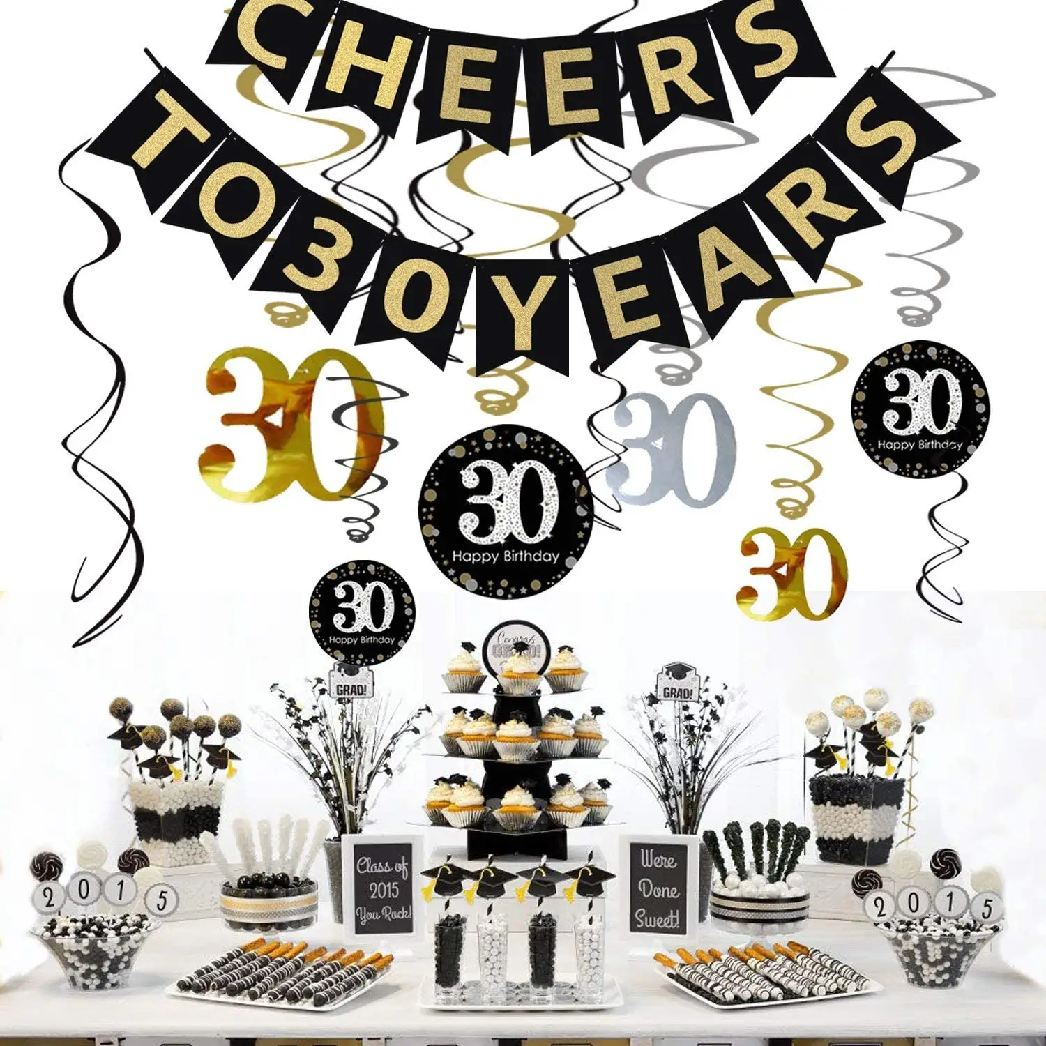 Decoraciones para fiesta de 30 cumpleaños, suministros para fiesta, 30 años