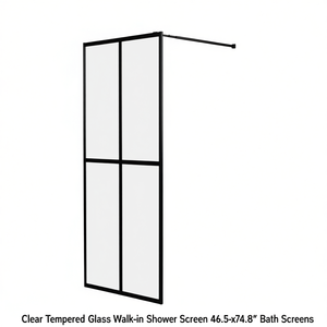 Parete Doccia Walk-In in Vetro Temperato Trasparente 46.5x74.8 Pollici con Telaio - Product Image 1
