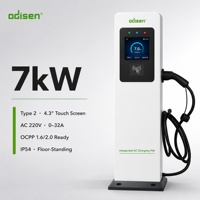 Nouvelle station de recharge pour véhicules électriques 7 kW Type 2, sur pied, à une seule prise, OCPP 1.6J, mesure de l'énergie, carte RFID, IP54, extérieur