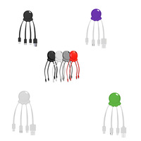 Câble de charge portable multi 3 en 1, cordon de charge de 0,5 pied, câble USB court Octopus pour banque d'alimentation de voyage, couleur blanche
