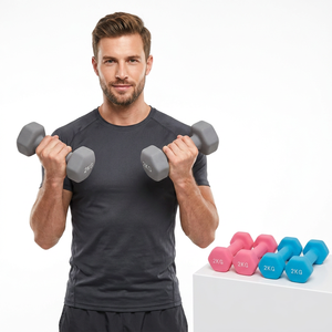 Juego de mancuernas portátiles de hierro fundido y caucho para gimnasio, disponibles en stock. - Product Image 1