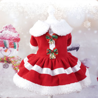 Nouvelle jupe de Noël pour animaux de compagnie en polaire rayée, style Europe-Amérique, pour petits chiens, tenue de fête toutes saisons, soldes de liquidation