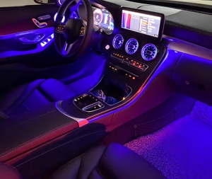 Kit Lumière Ambiante LED SJC pour Voiture <span class=keywords><strong>Mercedes</strong></span> Benz Classe C GLC W205 X253 2015-2022 Conduite à Gauche/Droite, Éclairage Intérieur LED Type Turbo 64 Couleurs - Product Image 4