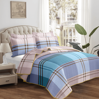 Parure de lit 5 pièces en polyester tricoté 300TC, douce, antibactérienne, unie et simple, pour la maison, l'hôtel et la chambre à coucher – Vente directe usine