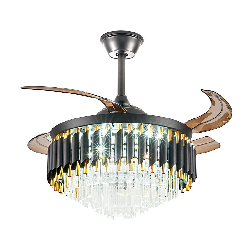 Elegant Ceiling Fan with ABS Plastic Lamp Body LED Lights and Remote Control Crystal Glass Ceiling Fan Lighting