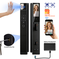 Serrure Intelligente Tuya Wifi avec Déverrouillage par Reconnaissance Faciale, Empreinte Digitale, Mot de Passe, Carte IC, Contrôle à Distance via Application, Interphone Vidéo Actif avec Écran IA