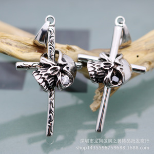 yunnique Stainless Steel Skull And Cross Pendant Themed Pendants For <b>Necklace</b> White Red Black Color - Product Image 2