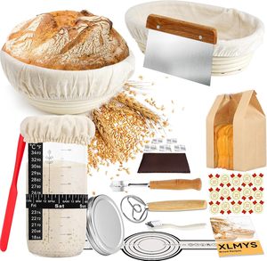 Fournitures et kit de démarrage pour la cuisson du pain au levain, paniers de levage au levain faciles à nettoyer, lame à pain, fouet à pâte - Product Image 1