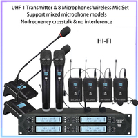 Ensemble de microphones acoustiques UHF professionnels à 8 canaux, microphone sans fil à col de cygne pour salles de conférence, sans câble
