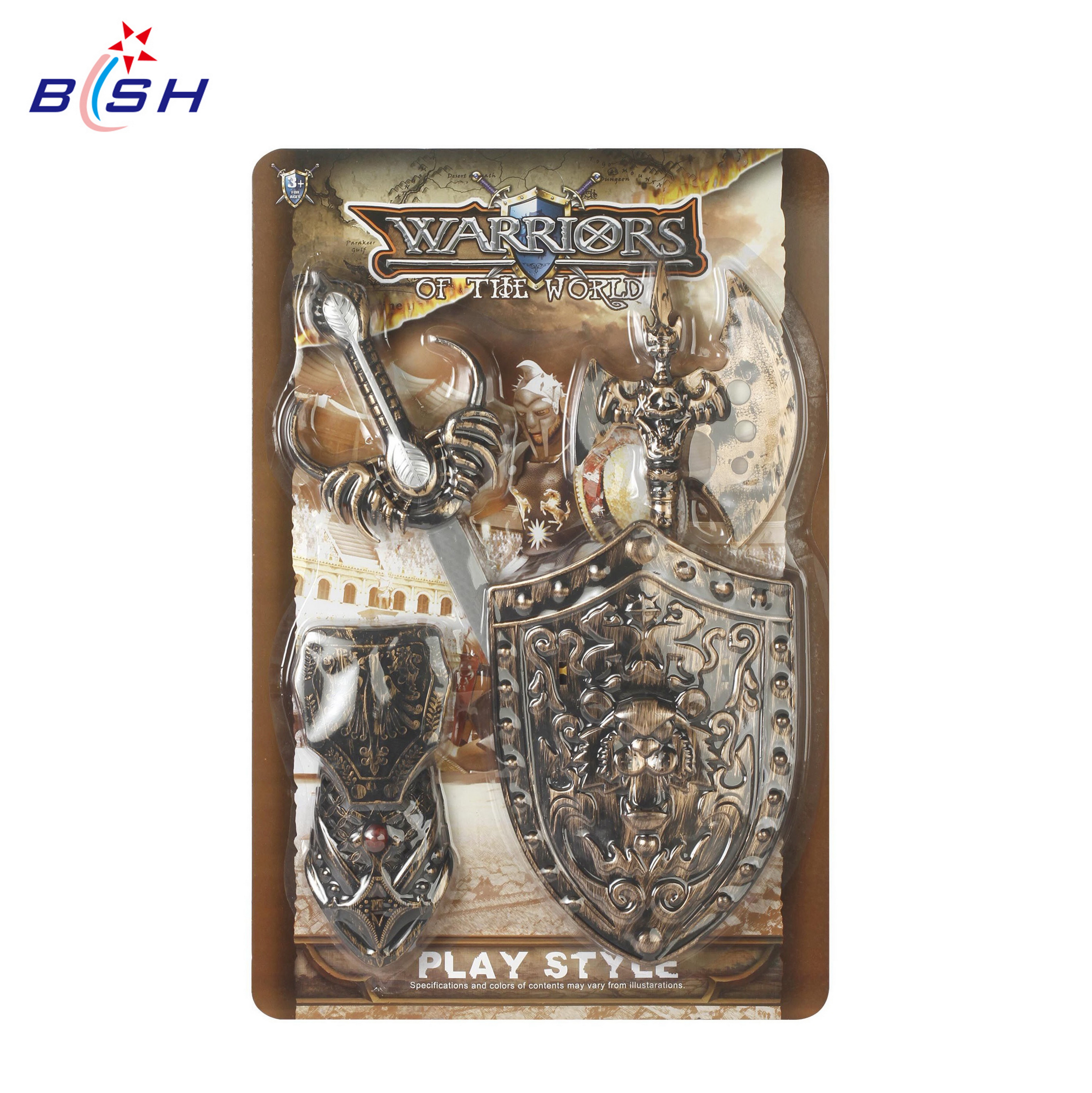 Оптовая продажа, пластиковые игрушки ниндзя, оружие воина, щит и меч, набор игрушек