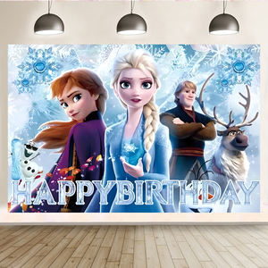 Tema congelato Elsa principessa sfondo sfondo sfondo ragazza congelata sfondo decorazioni festa di buon compleanno forniture - Product Image 2
