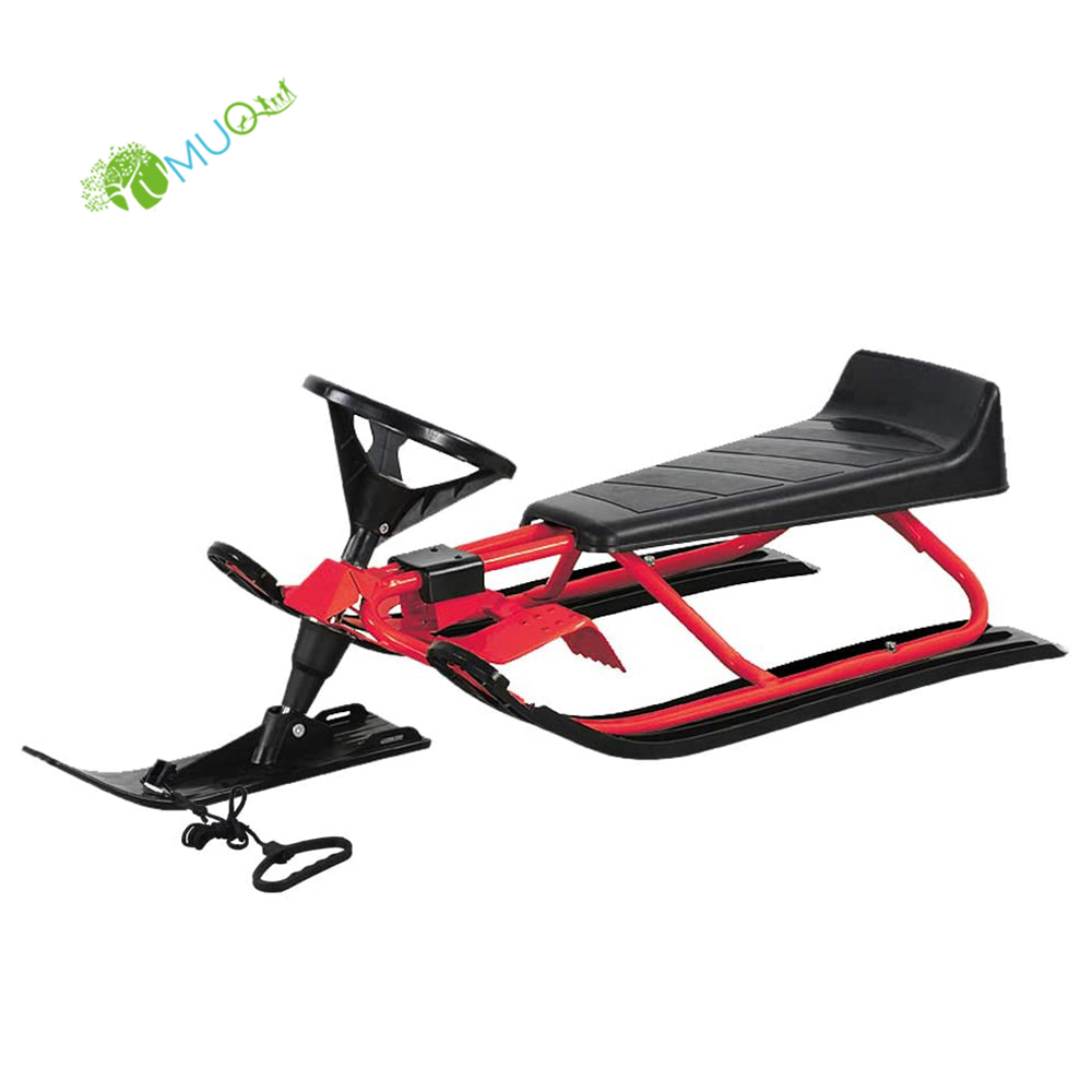 YumuQ Kids Fun Snow Sled Sledge, Racer Steering Snow Sleigh Scooter with Brakes for Outdoor Skiing, Winter Sports and Toys