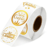 Rouleaux d'autocollants de Noël personnalisés, multicolores, imperméables, en vinyle PVC holographique, imprimés UV, autocollants