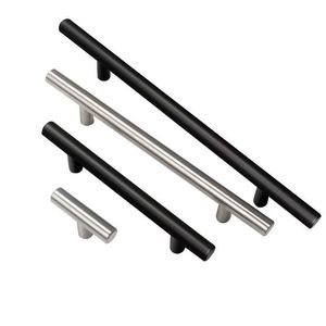Stainless Steel T-Shaped Cabinet Handles Black Brushed Silver Minimalist <b>Wardrobe</b> Drawer Furniture Handle 8047 - Product Image 3