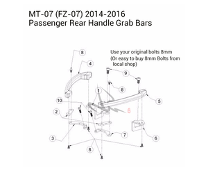 Barras de agarre para asiento trasero de pasajero, Asa de agarre para Yamaha MT-<span class=keywords><strong>07</strong></span>, FZ07, <span class=keywords><strong>FZ</strong></span>, <span class=keywords><strong>07</strong></span>, <span class=keywords><strong>2014</strong></span>, 2015, 2016, 2017, venta al por mayor, MT07 - Product Image 3