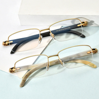 Gafas Borregls de cuerno de búfalo para hombre, monturas cuadradas de diseñador de marca, gafas de lujo para mujer, monturas ópticas 8101027