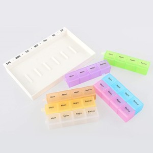 Pastillero de plástico semanal de <span class=keywords><strong>7</strong></span> días al por mayor con 28 compartimentos para organizar y almacenar pastillas - Product Image 1