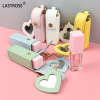 Porte-rouge à lèvres porte-clés en cuir PU avec miroir intégré – Étui à baume à lèvres avec miroir de maquillage – Vente chaude