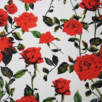 Tissu en coton peigné satiné imprimé motifs floraux roses, doux et respirant, idéal pour robes et chemises de filles – Qualité supérieure