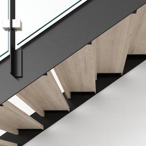 Design delle scale in marmo in stile <span class=keywords><strong>Canada</strong></span>, scale galleggianti Stringer invisibili interne con battistrada in legno di quercia da 40mm della fabbrica GAOBO - Product Image 4