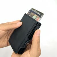Dompet Kartu Minimalis Otomatis Anti-RFID dengan Penutup Snap, Penggunaan Bebas Tangan yang Praktis, Lapisan Aluminium Alloy