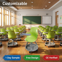 Chaise d'étude ergonomique robuste en plastique pour salle de classe, avec roulettes, pour adultes, garantie 3-8 ans, fabriquée en usine certifiée ISO