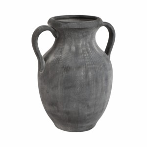 Vaso a forma di brocca con texture e manico, superficie a coste, decorazione in ceramica per soggiorno, complemento d'arredo moderno, espositore scultoreo - Product Image 3