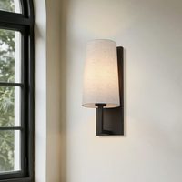 Lampu Dinding E27 Kain Besi Hangat Modern untuk Kamar Tidur, Ruang Tamu, Latar Belakang Hotel, Warna Hitam Beige