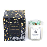 Bougie de luxe en cire de soja parfumée aux fleurs de cristal de haute qualité, à marque privée, vente chaude pour la Saint-Valentin, avec mèche en bois