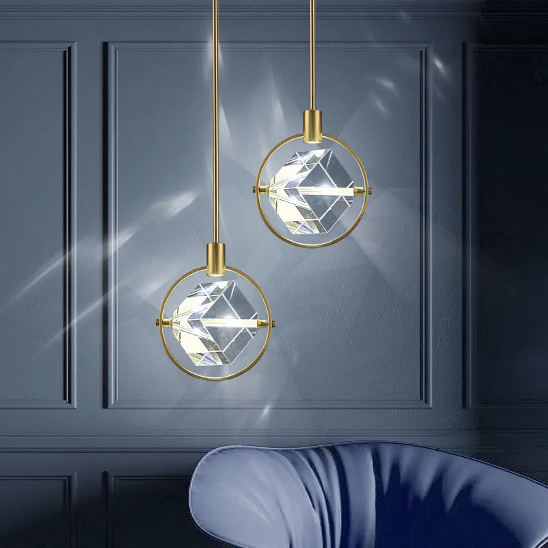 Moderne Creatieve Kristal Persoonlijkheid Hanglamp Verlichting Nordic Bedside Led Crystal Koperen Kroonluchter