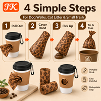 Distributeur de sacs à déjections pour chiens et chats Jinke en forme de tasse à café, parfumé, support de déchets pour animaux de compagnie, mousqueton portable, clip de laisse extérieur, biodégradable