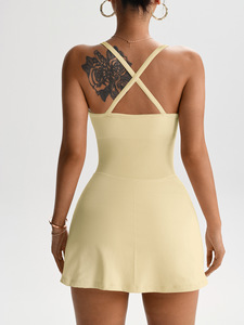Robe de sport décontractée pour <span class=keywords><strong>femme</strong></span>, idéale pour le golf, le <span class=keywords><strong>tennis</strong></span>, la course et le yoga, avec rembourrage intégré, respirante, en spandex, anti-transpiration, pour l'automne - Product Image 4