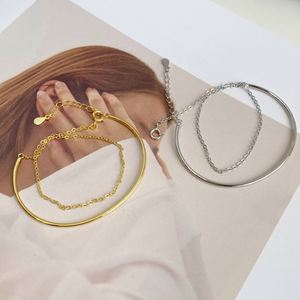 Dylam in Stock No Moq Minimalist Design Rhodium 18K Gold Plated 925 Sterling <b>Silver</b> Layer Link Chain <b>Bracelets</b> & <b>Bangle</b> - Product Image 4