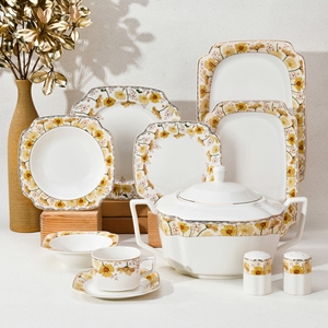 Luxury Ceramic Bone China Chinese Porcelain Bowl Gift Set <b>Dinnerware</b> for Restaurant Hotel Household - Product Image 1