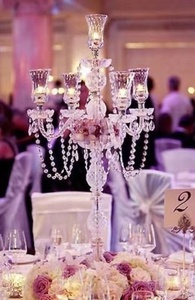 Lussuoso <span class=keywords><strong>Candelabro</strong></span> in Cristallo Alto e Trasparente per Decorazioni Matrimoniali - Product Image 6