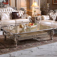 Mobilier de salon italien en bois sculpté peint à la main ensemble table basse et table d'appoint de style français