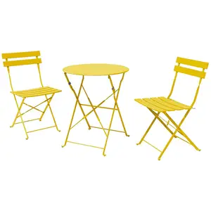 Großhandel Günstige Gelbe Outdoor Klapp Metall Bistro Stuhl Und Tisch Set