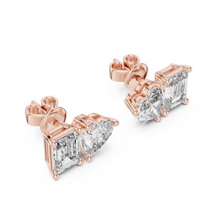 Pendientes de oro macizo de 18 quilates con diamantes naturales, corte corazón y esmeralda, joyería fina personalizada para mujeres elegantes. - Product Image 1