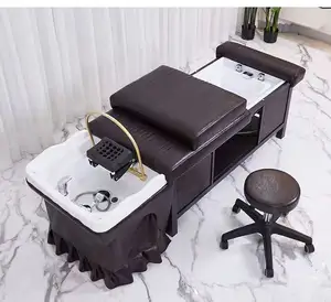 חשמלי קרקפת שמפו טיפול מיטת יוקרה מלא להשען עיסוי שיער סלון כביסה כיסא מיטה עם מים זרימת steamer