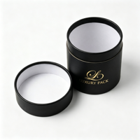 Boîte cylindrique ronde noire de luxe pour fleurs, tube en papier rigide avec logo personnalisé en feuille d'or, boîte cadeau pour rose fraîche ou préservée
