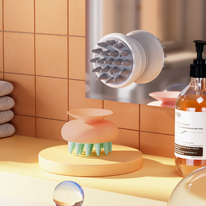 Cepillo para champú con ventosa, peine para masaje del cuero cabelludo, suministros de baño, herramienta de cuidado del cabello de plástico para uso doméstico - Product Image 1