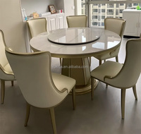 Amerikanischer Massivholz Champagner Runder Esstisch Villa 6 8 Sitze Plattenspieler Esstisch Luxus Europäisches Restaurant Tischset