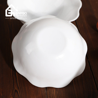 Magnetronbestendige witte opaalglazen schaal 8 inch groothandel groente fruit soep schaal gehard 980ml witte opaalglazen schaal